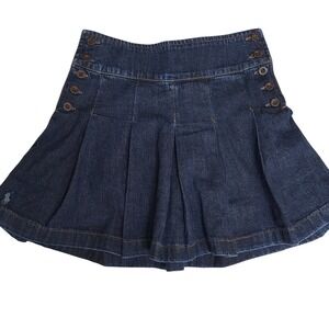Polo Ralph Lauren Kids Girls Denim Skirt Size 6 Pleated Button Waist NWT Button